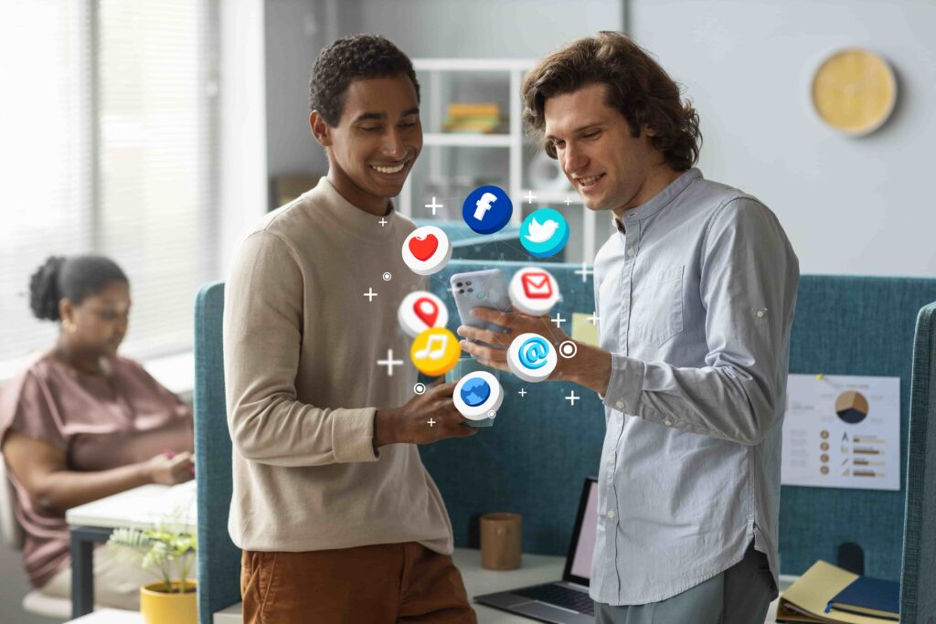 Two People using Social Media Platform